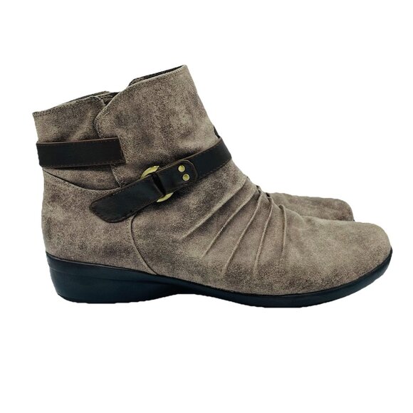 Natural Soul Boots Womens Size 9 M Brown Coltrane Ankle Booties Creased Zipper - Picture 1 of 11